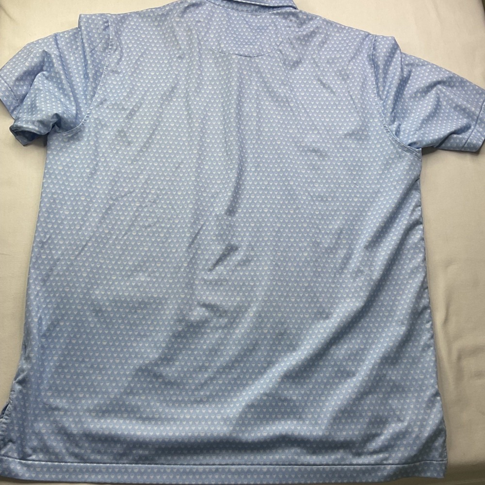 Peter Millar Summer Comfort Mens XL Golf Polo Shirt Blue Skull Print Feather - Picture 2 of 7